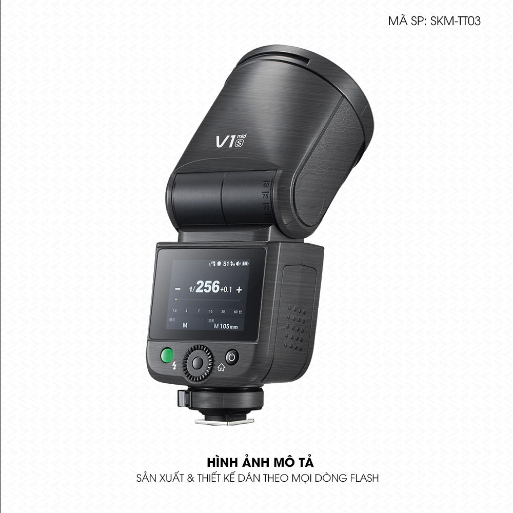 Dán Skin Đèn Flash Vân Xước Titan Đen Xám | SKM-TT03