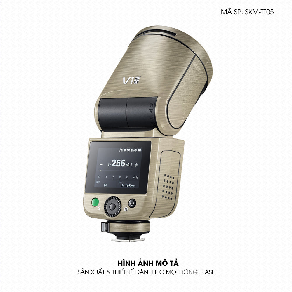 Dán Skin Đèn Flash Vân Xước Titan Vàng Sampanh | SKM-TT05
