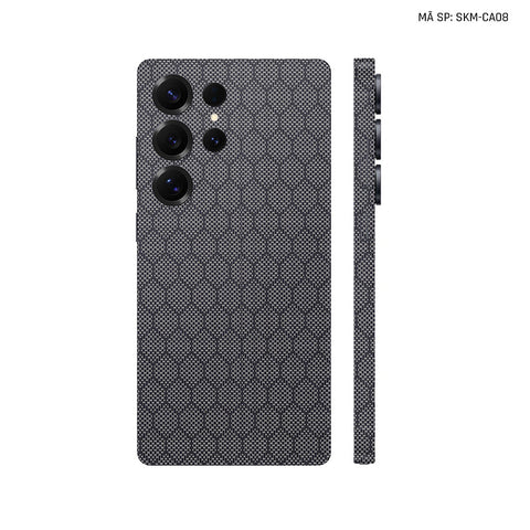 Dán Skin Samsung Galaxy S24 Series Vân Carbon Fiber Xám | SKM-CA08