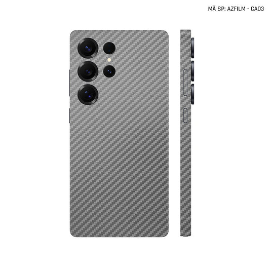 Dán Skin Samsung Galaxy S25 Series Vân Carbon Xám | AZFILM-CA03