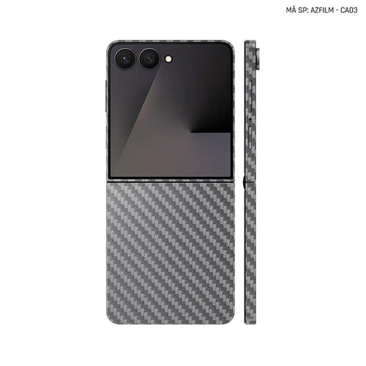 Dán Skin Galaxy Z Flip 7 Vân Carbon Xám | AZFILM-CA03