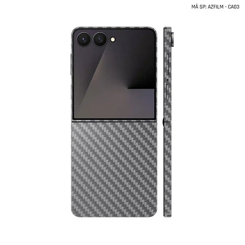 Dán Skin Galaxy Z Flip 7 Vân Carbon Xám | AZFILM-CA03