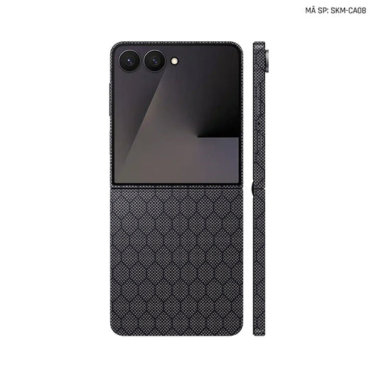 Dán Skin Galaxy Z Flip 7 Vân Carbon Fiber Xám | SKM-CA08
