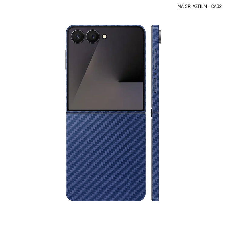 Dán Skin Galaxy Z Flip 7 Vân Carbon Xanh | AZFILM-CA02