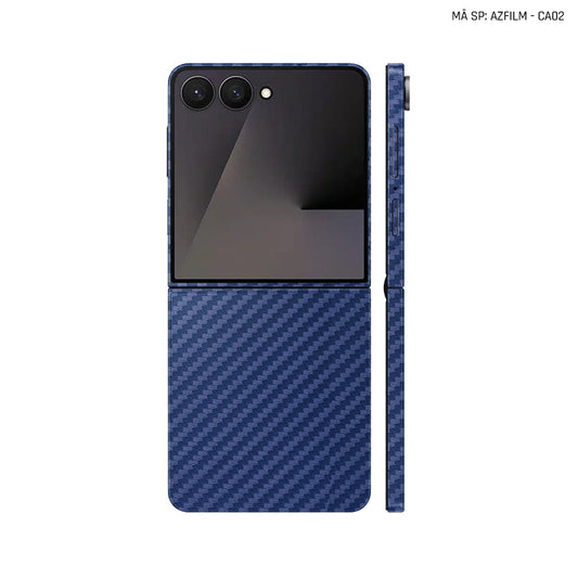 Dán Skin Galaxy Z Flip 7 Vân Carbon Xanh | AZFILM-CA02