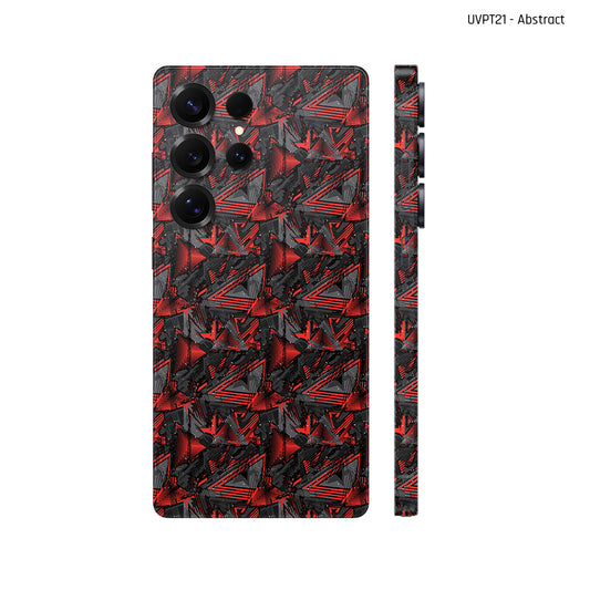 Dán Skin Samsung Galaxy S25 Series Vân Nổi Abstract Đỏ Đen | UVPT21