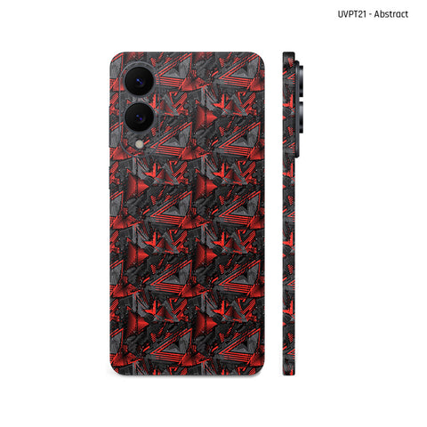 Dán Skin Samsung Galaxy S25 Series Vân Nổi Abstract Đỏ Đen | UVPT21