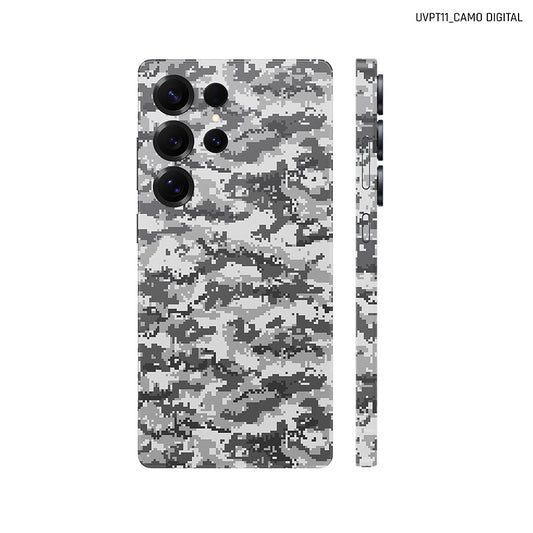 Dán Skin Samsung Galaxy S25 Series Vân Nổi Camo Digital Xám | UVPT11