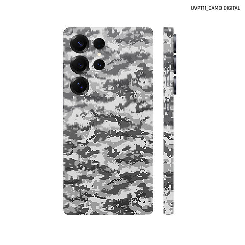 Dán Skin Samsung Galaxy S25 Series Vân Nổi Camo Digital Xám | UVPT11