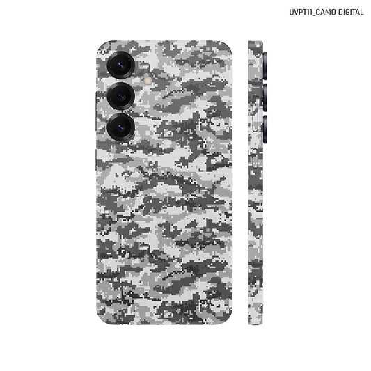 Dán Skin Samsung Galaxy S25 Series Vân Nổi Camo Digital Xám | UVPT11