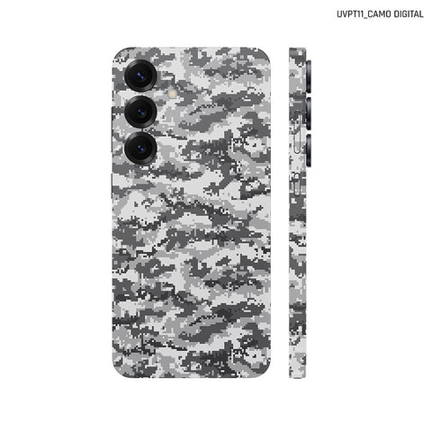 Dán Skin Samsung Galaxy S25 Series Vân Nổi Camo Digital Xám | UVPT11