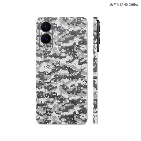 Dán Skin Samsung Galaxy S25 Series Vân Nổi Camo Digital Xám | UVPT11