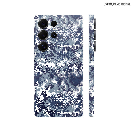 Dán Skin Samsung Galaxy S25 Series Vân Nổi Camo Digital Xanh | UVPT11