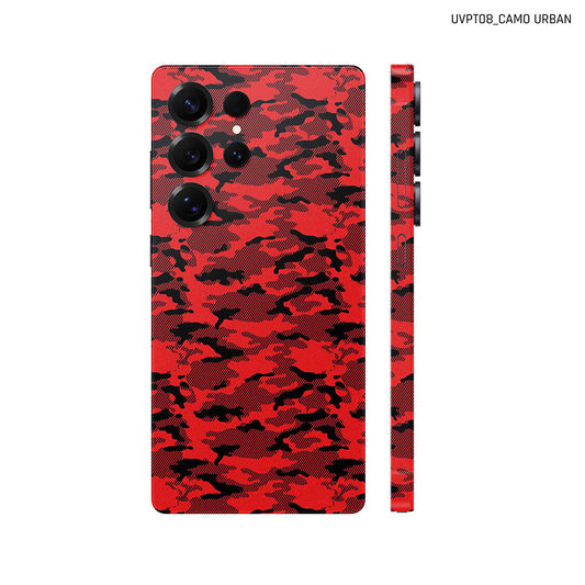 Dán Skin Samsung Galaxy S25 Series Vân Nổi Camo Urban Đỏ | UVPT08