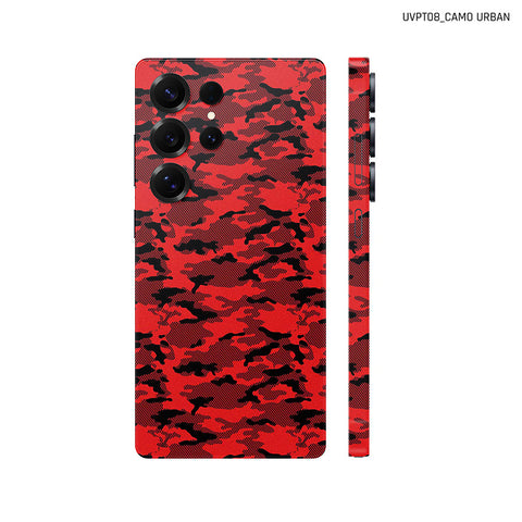 Dán Skin Samsung Galaxy S25 Series Vân Nổi Camo Urban Đỏ | UVPT08