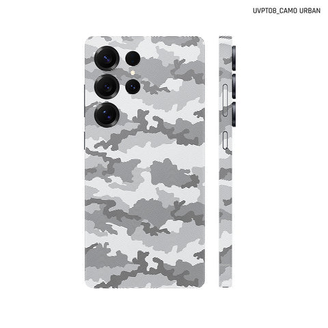 Dán Skin Samsung Galaxy S25 Series Vân Nổi Camo Urban Trắng | UVPT08