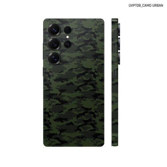 Dán Skin Samsung Galaxy S25 Series Vân Nổi Camo Urban Xanh Rêu | UVPT08