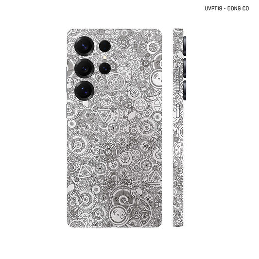 Dán Skin Samsung Galaxy S25 Series Vân Nổi Động Cơ Trắng | UVPT18