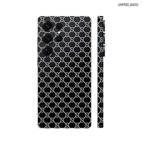 Dán Skin Samsung Galaxy S25 Series Vân Nổi Gucci Đen Trắng | UVPT03