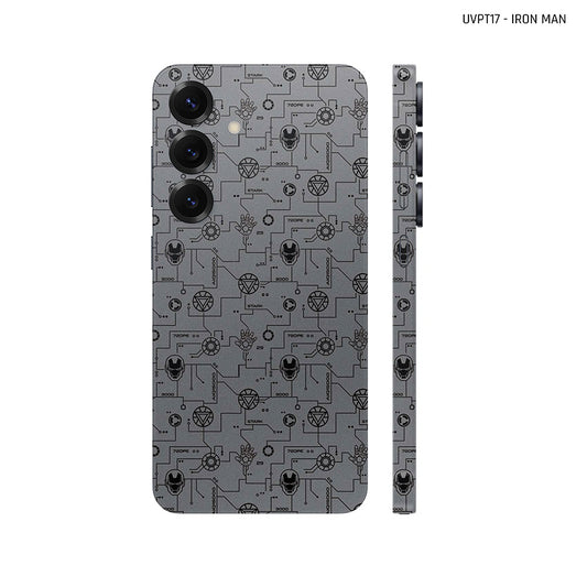 Dán Skin Samsung Galaxy S25 Series Vân Nổi Iron Man Xám | UVPT17
