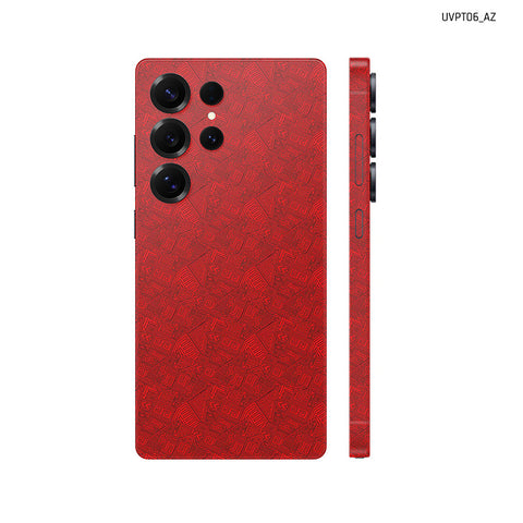 Dán Skin Samsung Galaxy S25 Series Vân Nổi PATTERN AZ Đỏ | UVPT06