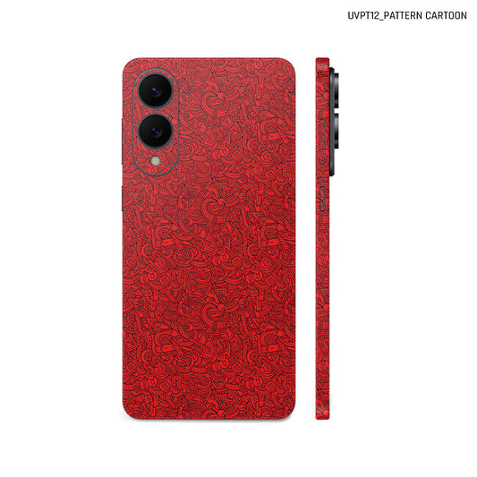 Dán Skin Samsung Galaxy S25 Series Vân Nổi Cartoon Đỏ | UVPT12