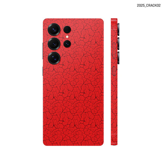 Dán Skin Samsung Galaxy S25 Series Vân Nổi Pattern Crack 2025 Đỏ | CRACK02