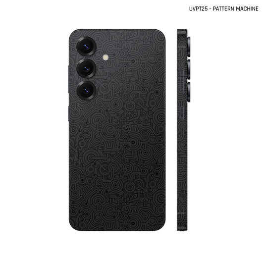 Dán Skin Samsung Galaxy S25 Series Vân Nổi Pattern Machine Đen | UVPT25