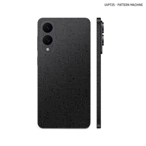 Dán Skin Samsung Galaxy S25 Series Vân Nổi Pattern Machine Đen | UVPT25