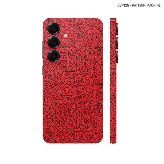 Dán Skin Samsung Galaxy S25 Series Vân Nổi Pattern Machine Đỏ | UVPT25