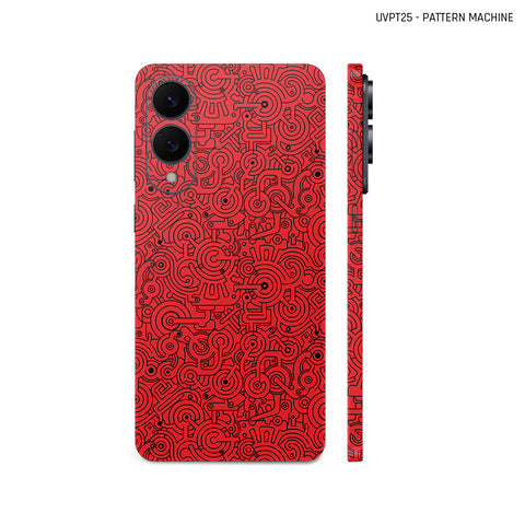 Dán Skin Samsung Galaxy S25 Series Vân Nổi Pattern Machine Đỏ | UVPT25