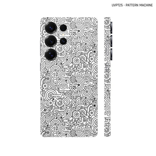 Dán Skin Samsung Galaxy S25 Series Vân Nổi Pattern Machine Trắng | UVPT25