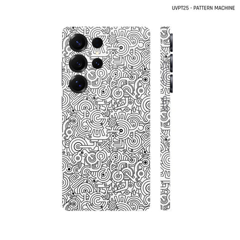 Dán Skin Samsung Galaxy S25 Series Vân Nổi Pattern Machine Trắng | UVPT25