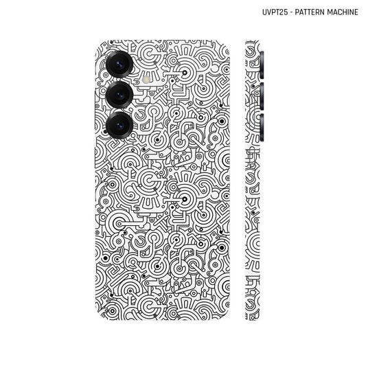 Dán Skin Samsung Galaxy S25 Series Vân Nổi Pattern Machine Trắng | UVPT25