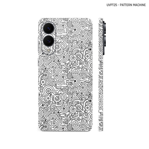 Dán Skin Samsung Galaxy S25 Series Vân Nổi Pattern Machine Trắng | UVPT25