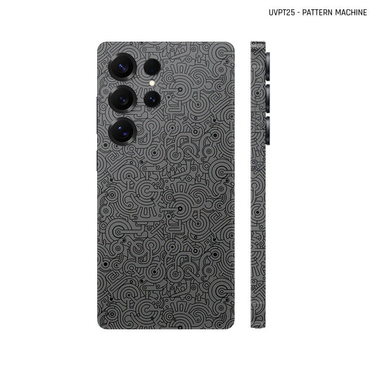 Dán Skin Samsung Galaxy S25 Series Vân Nổi Pattern Machine Xám | UVPT25