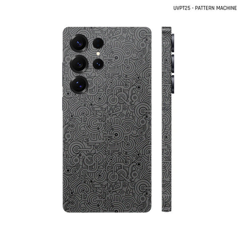 Dán Skin Samsung Galaxy S25 Series Vân Nổi Pattern Machine Xám | UVPT25