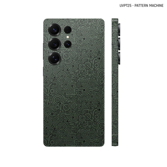 Dán Skin Samsung Galaxy S25 Series Vân Nổi Pattern Machine Xanh Midnight | UVPT25