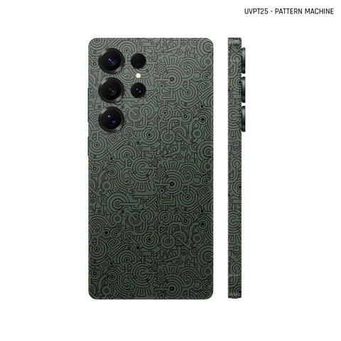 Dán Skin Samsung Galaxy S25 Series Vân Nổi Pattern Machine Xanh Midnight | UVPT25