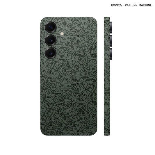 Dán Skin Samsung Galaxy S25 Series Vân Nổi Pattern Machine Xanh Midnight | UVPT25