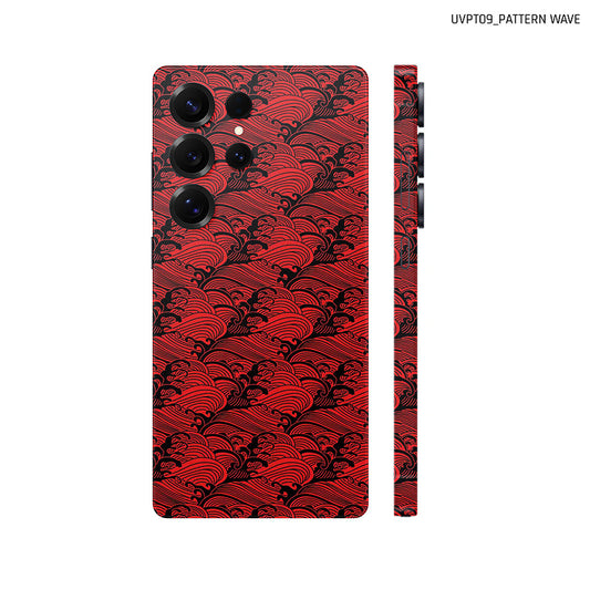 Dán Skin Samsung Galaxy S25 Series Vân Nổi Pattern Wave Đỏ | UVPT09