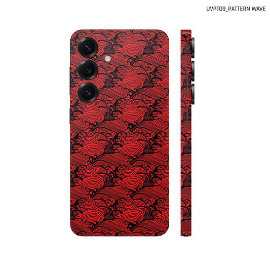 Dán Skin Samsung Galaxy S25 Series Vân Nổi Pattern Wave Đỏ | UVPT09