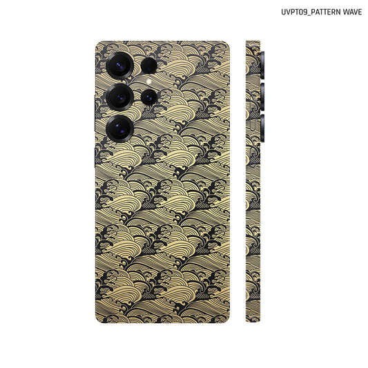 Dán Skin Samsung Galaxy S25 Series Vân Nổi Pattern Wave Vàng Đồng | UVPT09