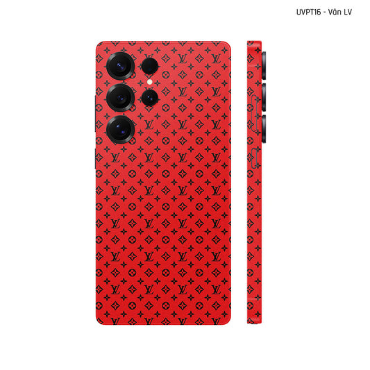 Dán Skin Samsung Galaxy S25 Series Vân Nổi LV Đỏ Đen | UVPT16