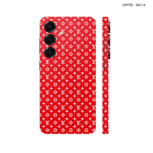 Dán Skin Samsung Galaxy S25 Series Vân Nổi LV Đỏ Trắng | UVPT16