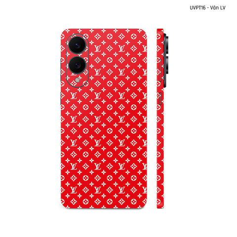 Dán Skin Samsung Galaxy S25 Series Vân Nổi LV Đỏ Trắng | UVPT16