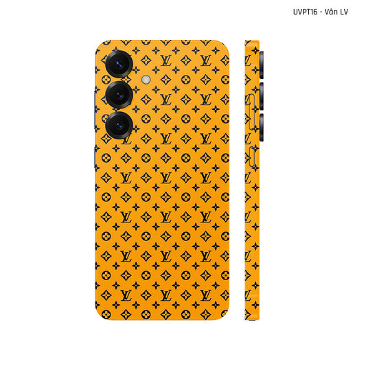 Dán Skin Samsung Galaxy S25 Series Vân Nổi LV Vàng Đen | UVPT16