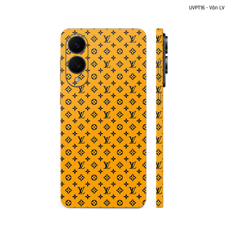 Dán Skin Samsung Galaxy S25 Series Vân Nổi LV Vàng Đen | UVPT16