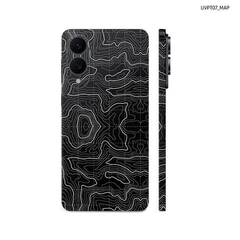 Dán Skin Samsung Galaxy S25 Series Vân Nổi Map Đen Trắng | UVPT07