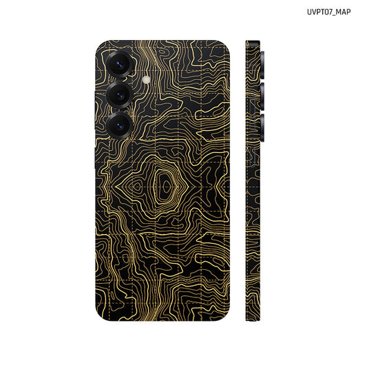 Dán Skin Samsung Galaxy S25 Series Vân Nổi Map Đen Vàng | UVPT07